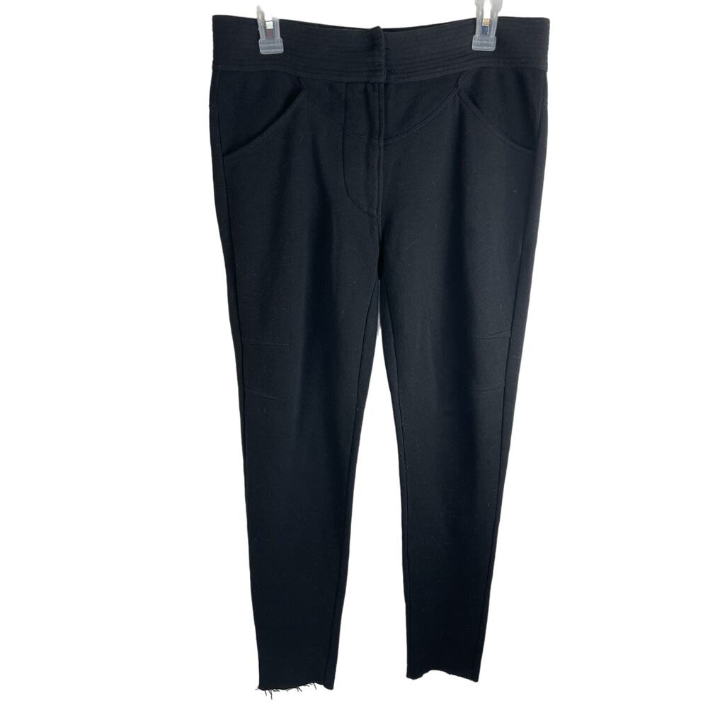 Isabel Marant Etoile Molleton Fleece black raw hem pants Size Med Minimal Luxe